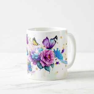 Bunte Schmetterlingskunst mit lebhaften Flügeln Na Kaffeetasse