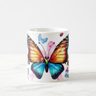 Bunte Schmetterlingskunst mit lebhaften Flügeln Na Kaffeetasse