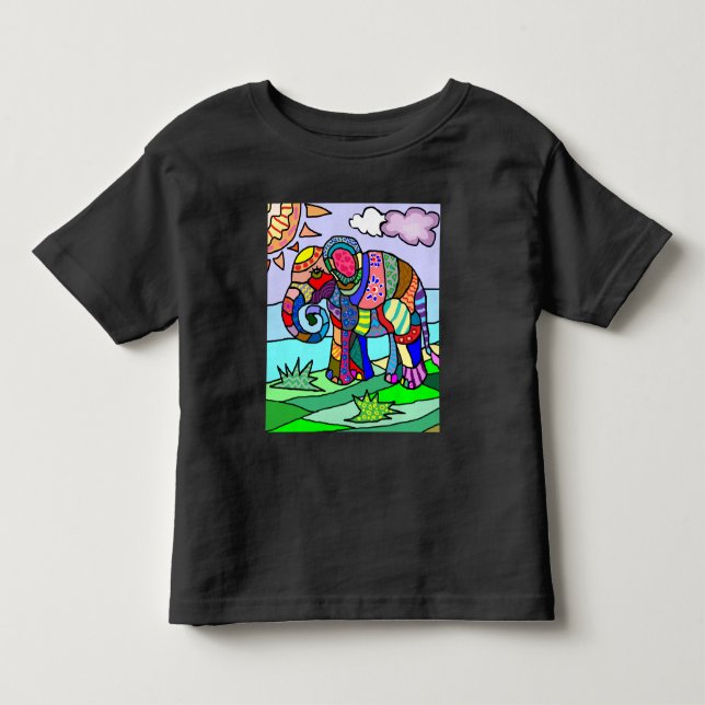 Bunte schöne künstlerische Elefantmalerei Kleinkind T-shirt (Vorderseite)