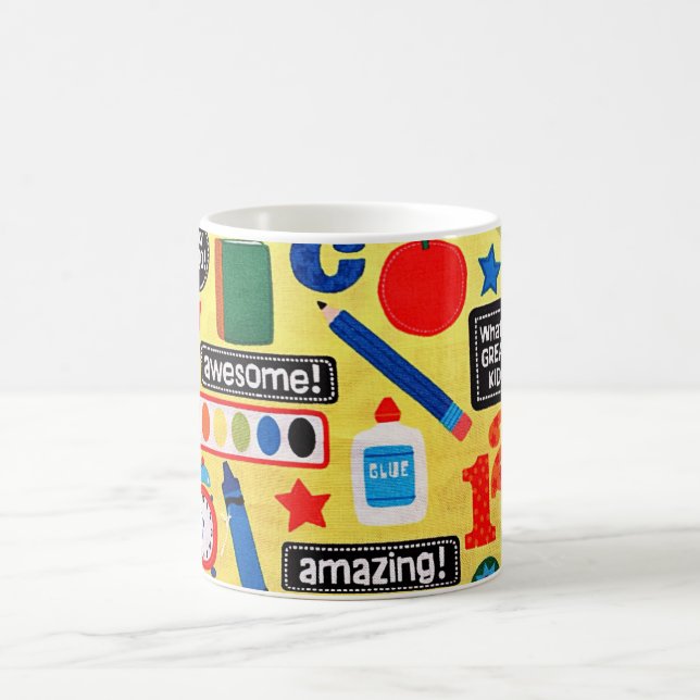 Bunte Schulmaterialien Lehrer Kaffeetasse (Mittel)