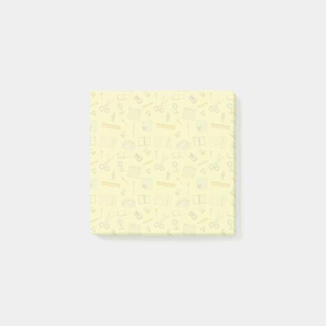 Bunte Schulmaterialien Muster Post-it Klebezettel (Vorderseite)
