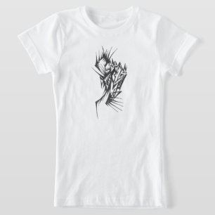 Bunte Schwarz-Weiß-Abstrakte Stammes-Tätowierkunst T-Shirt