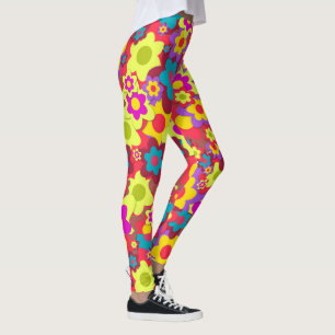 Bunte Sechziger des Blumen-Powers retro Leggings