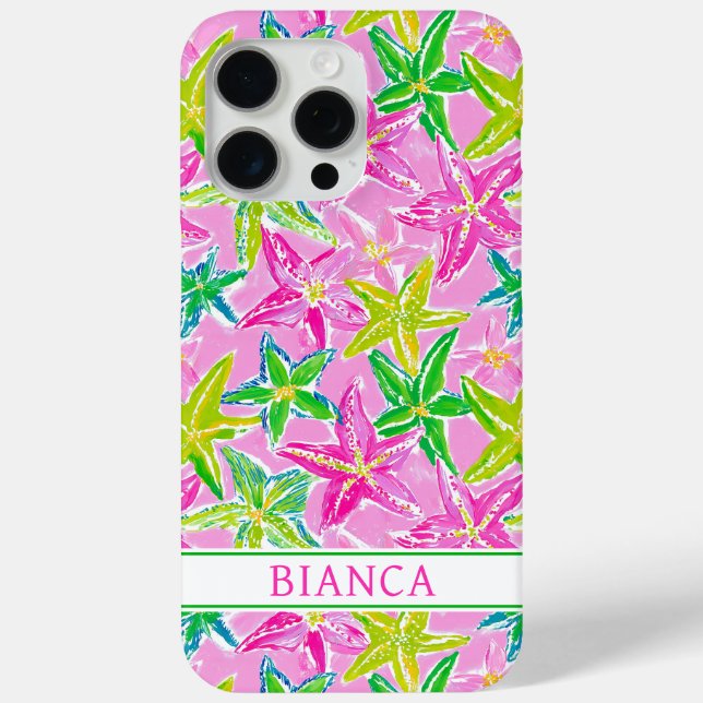 Bunte Seestern-Monogrammierte Case-Mate iPhone Hülle (Rückseite)