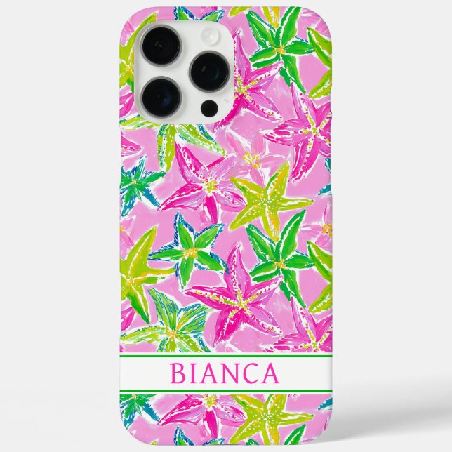 Bunte Seesterne Monogrammiert iPhone 16 Pro Max Hülle (Rückseite)