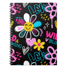 Bunte Smiley-Blumen-Graffiti-Muster-Baby-Bib Notizblock