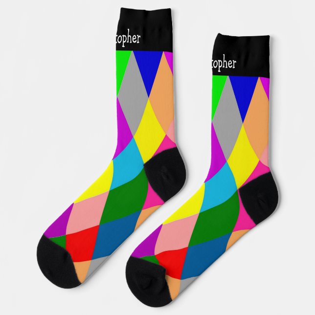 Bunte Socken Diamant Design (Linkes Detail)