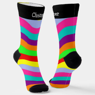 Bunte Socken mit welligen Streifen Design