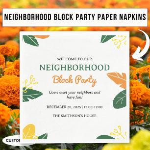 Bunte Sommer-Blockparty der Nachbarschaft Serviette