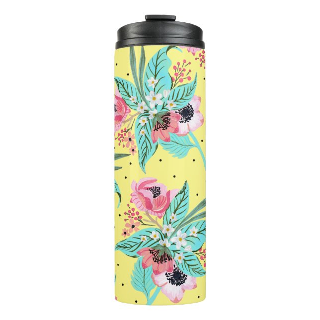Bunte Sommer-Blumen-Gelb-Thermaltrommel Thermosbecher (Vorderseite)