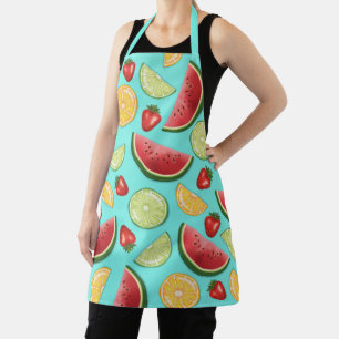 Bunte Sommerfrüchte Melone Zitrone Erdbeere Schürze