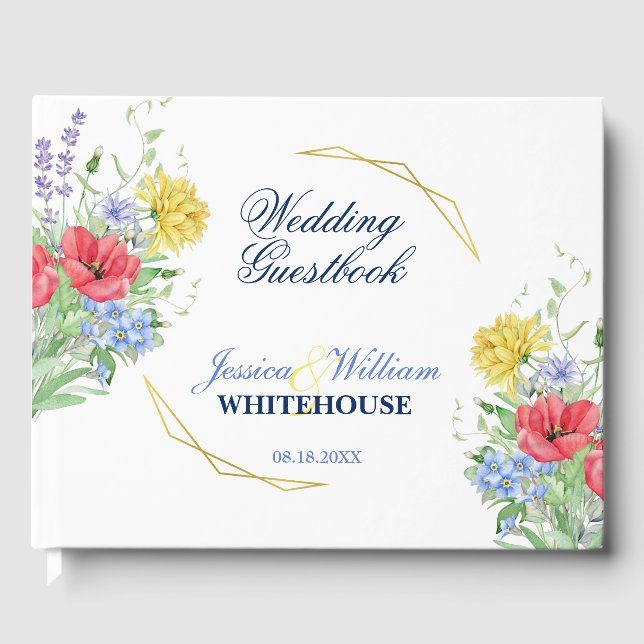Bunte Sommerhochzeit Wildblumen Gästebuch (Vorderseite)