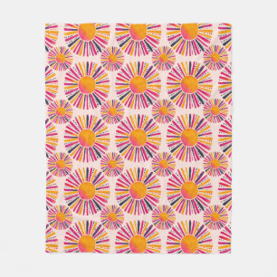 Bunte Sonne- Aquarellstil Fleecedecke