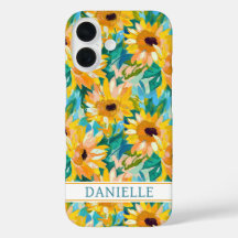 Bunte Sonnenblumen-Malerei monogrammiert
