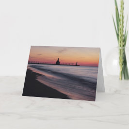 Bunte Sonnenuntergang-Michigansee-Gruß-Karte Karte