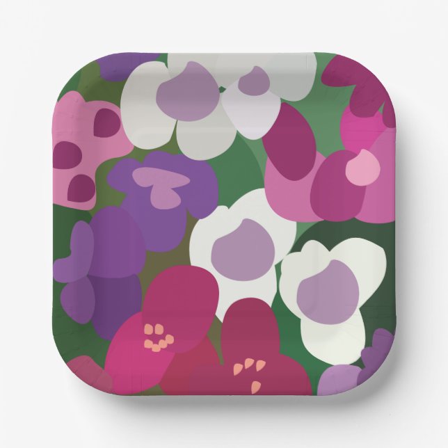 Bunte Spinnwort-Blumen Florale Party Pappteller (Vorderseite)