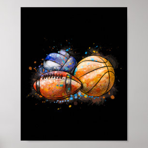 Bunte Sportskizze Fuß Verkauf Poster