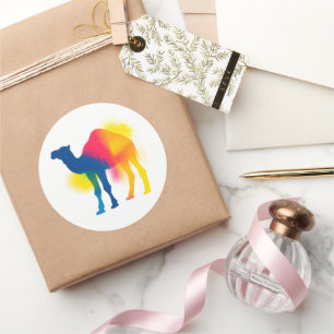 Bunte Sprühfarbe Kamel Silhouette Aufkleber