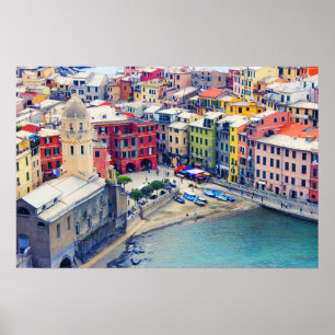Bunte Stadt Vernazza Italien Poster