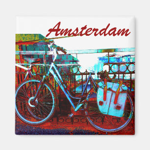 Bunte städtische Fahrradcollage - Amsterdam-Reihe Magnet