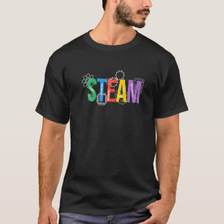 Bunte Steam-Buchstaben für Steam-Programm-Lehrer A T-Shirt