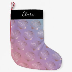 Bunte Steigung des Girly Rosengoldseashell-Musters Kleiner Weihnachtsstrumpf