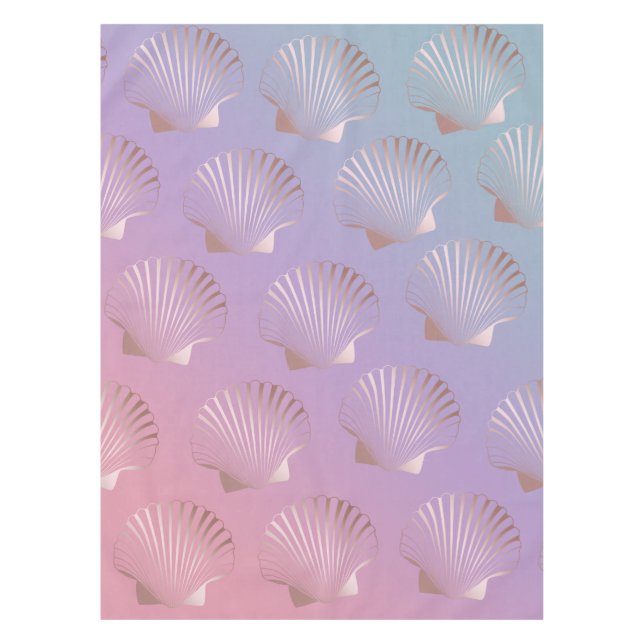 Bunte Steigung des Girly Rosengoldseashell-Musters Tischdecke (Vorderseite)