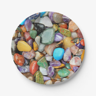 Bunte Steine, Kiesel, Felsen Pappteller