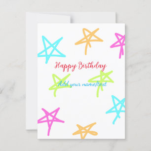 Bunte Sterne Frohe Geburtstag Text zum Hinzufügen Postkarte