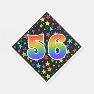 Bunte Sterne + Regenbogen-Muster "56" Ereignis # Serviette