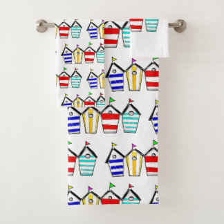 Bunte Strandhütte-Illustration Badhandtuch Set
