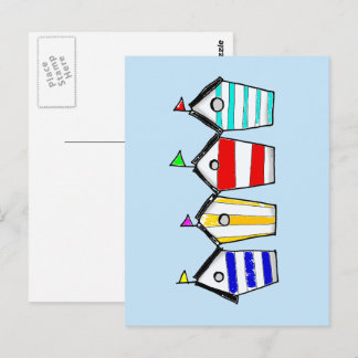Bunte Strandhütte-Illustration Postkarte