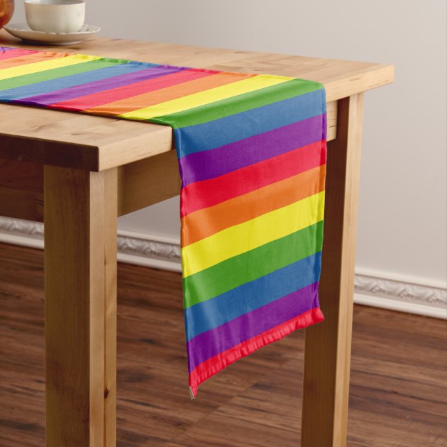 Bunte Streifen-Regenbogen-Farben Großer Tischläufer (Beispiel)
