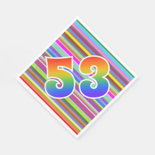 Bunte Streifen + Regenbogen-Muster "53" Ereignis # Serviette