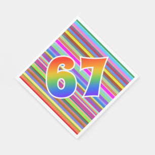 Bunte Streifen + Regenbogen-Muster "67" Ereignis # Serviette