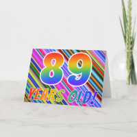 Bunte Streifen + Regenbogen-Muster "89 Jahre alt!
