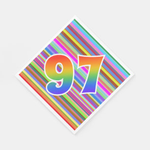 Bunte Streifen + Regenbogen-Muster "97" Ereignis # Serviette