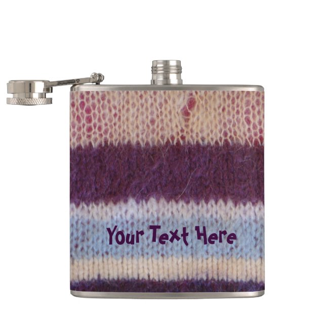 bunte Strickstreifen Vintages Design Flachmann (Geöffnet)