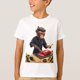 Bunte Sushi-Überraschung des Affenkochs mit Gelb T-Shirt