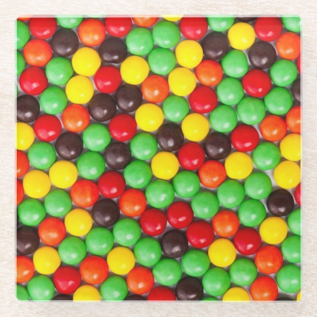 Bunte Süßigkeiten Glasuntersetzer (Vorderseite)