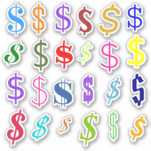 Bunte Symbole des Dollar-Zeichen-($) Aufkleber