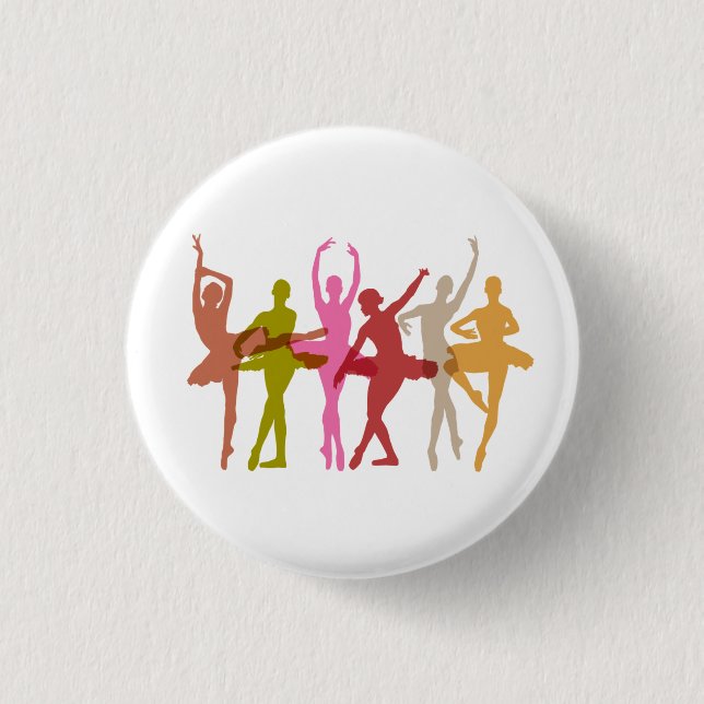 Bunte Tanzen-Ballerinen Button (Vorderseite)