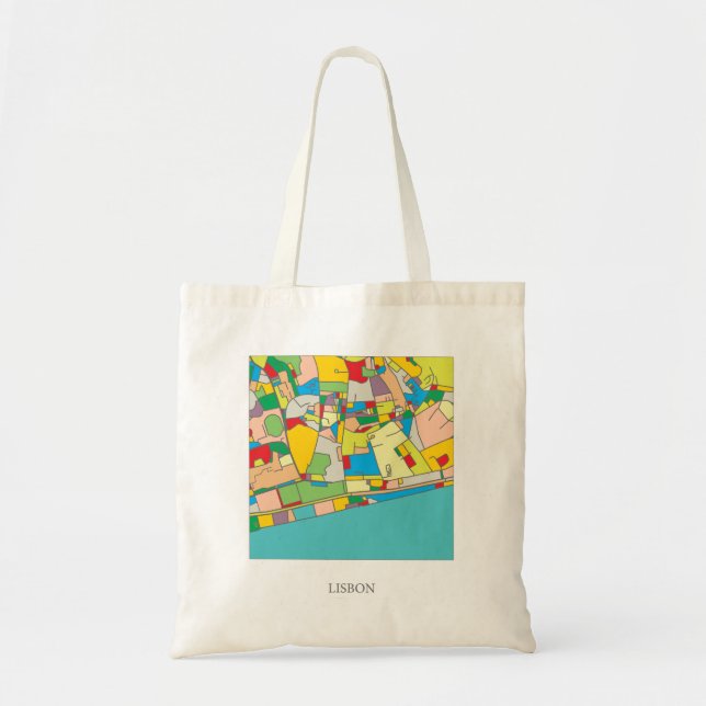 Bunte Taschen-Tasche Lissabons, abstrakte Tragetasche (Vorne)