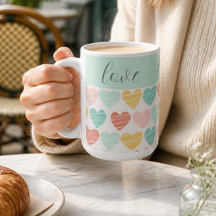 Bunte Tasse Liebe und Herzen