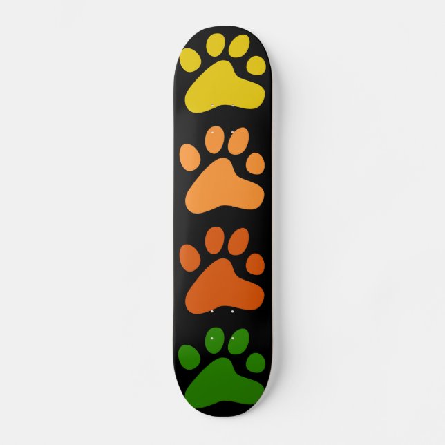Bunte Tatzen Skateboard (Vorderseite)