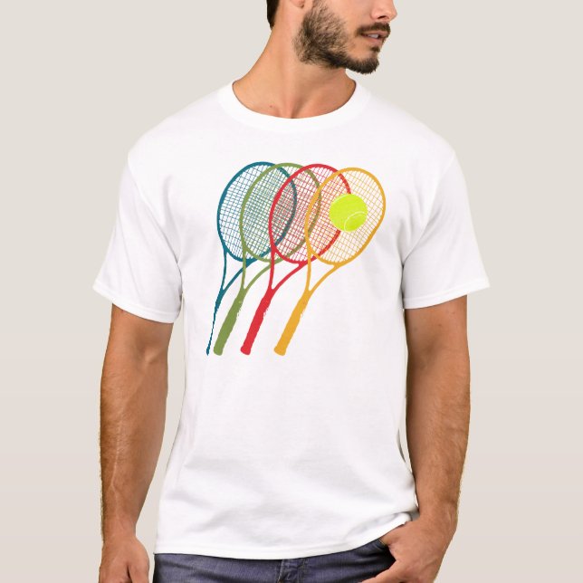 bunte Tennisschläger T-Shirt (Vorderseite)