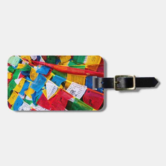 Bunte tibetische Gebetsflaggen - Tibet Gepäckanhänger (Vorderseite horizontal)