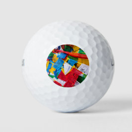 Bunte tibetische Gebetsflaggen - Tibet Golfball