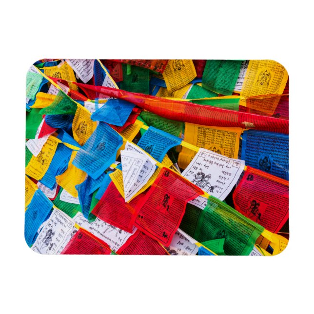 Bunte tibetische Gebetsflaggen - Tibet Magnet (Horizontal)
