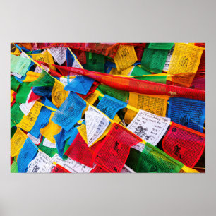 Bunte tibetische Gebetsflaggen - Tibet Poster